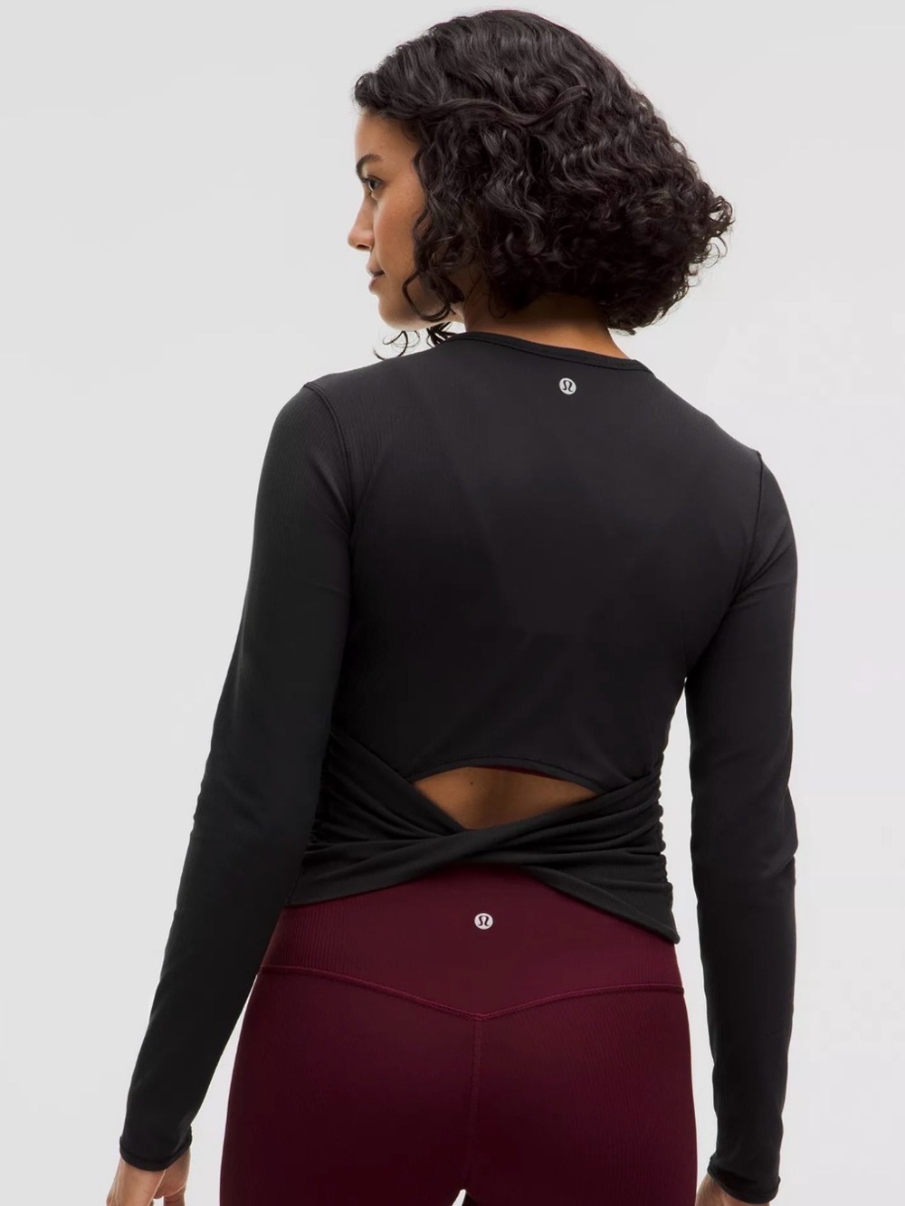 lululemon athletica Black Ribbed Long-Sleeve Crop Top